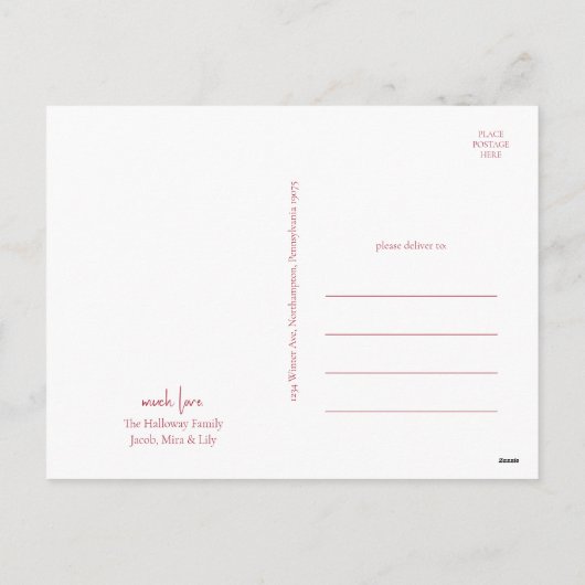 Modern Prettige feestdagen | Foto met rode scripti (Achterkant)