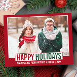 Modern Prettige feestdagen Foto Red Briefkaart<br><div class="desc">Modern Prettige feestdagen Foto Green en Red Holiday Briefkaart</div>