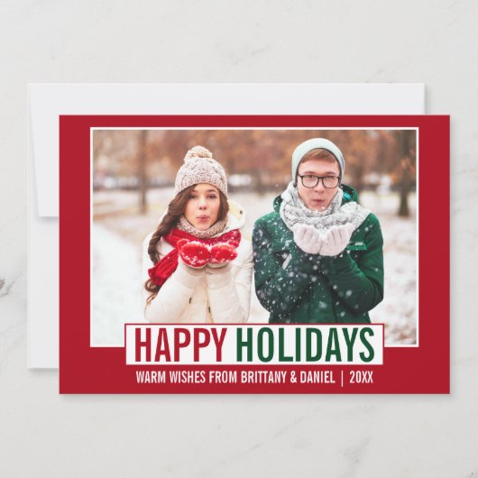 Modern Prettige feestdagen Foto Red Feestdagenkaart (Voorkant)