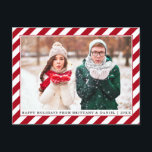 Modern Prettige feestdagen Foto Red Stripes Briefkaart<br><div class="desc">Modern Prettige feestdagen Red Stripes Photo Holiday Briefkaart</div>