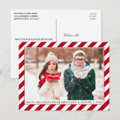 Modern Prettige feestdagen Foto Red Stripes Briefkaart (Voorkant / Achterkant)