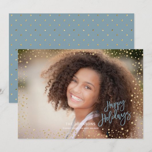 Modern Prettige feestdagen Gold & grijs blauw brie Feestdagenkaart (Voorkant / Achterkant)