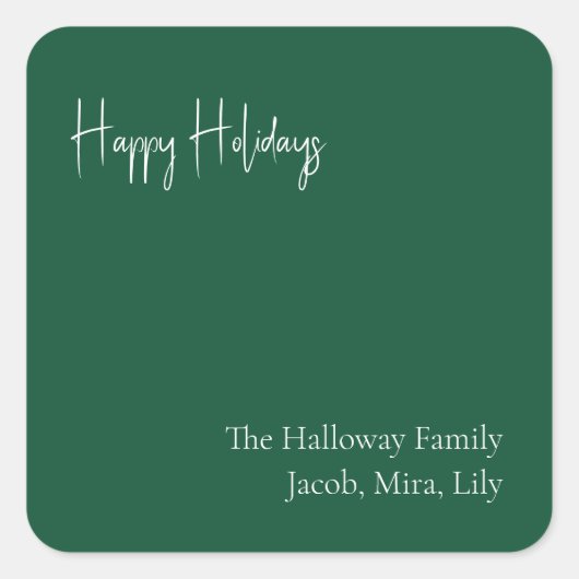Modern Prettige feestdagen Green Family Gift Vierkante Sticker (Voorkant)