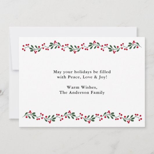 Modern Prettige feestdagen Greenery Berries 3 Foto Feestdagenkaart (Achterkant)