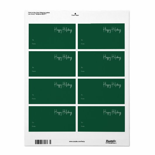 Modern Prettige feestdagen | Groen rechthoekig cad Etiket (Full Sheet)