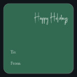 Modern Prettige feestdagen | Groen van Vierkante Sticker<br><div class="desc">Deze moderne prettige feestdagen | Groen tot van vierkante sticker is perfect voor uw minimalistische shabby chic boho groene en witte vakantie groet. De minimale witte handgeschreven kalligrafie is delicaat en robuust, terwijl het klasje en elegant blijft. U zult vinden dat alles over dit product editable is, zodat voel vrij...</div>