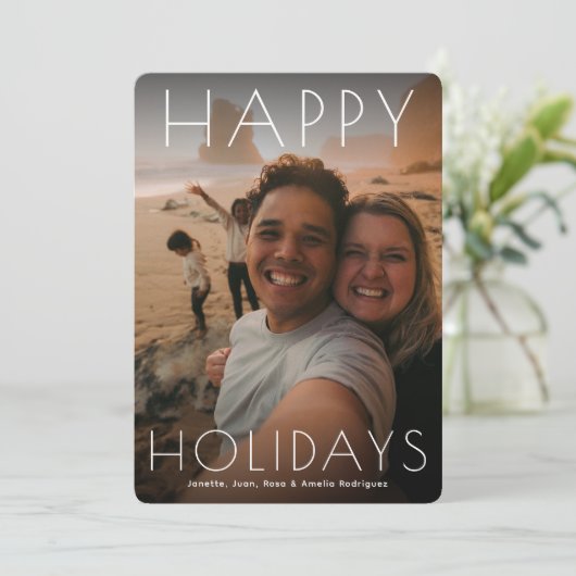 Modern Prettige feestdagen Photo Xmas bericht Feestdagenkaart (Staand voorkant)