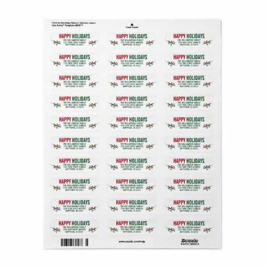 Modern Prettige feestdagen Return Address Label (Full Sheet)