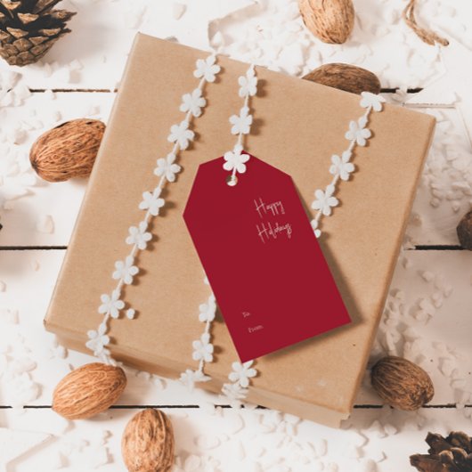 Modern Prettige feestdagen | Rood tot van cadeauLa Cadeaulabel