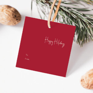 Modern Prettige feestdagen  Rood vierkant tot van  Bedankjes Labels