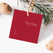 Modern Prettige feestdagen| Rood vierkant tot van Bedankjes Labels