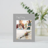 Modern Prettige feestdagen | Silver Verticaal 3 Fo Feestdagenkaart (Staand voorkant)