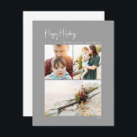 Modern Prettige feestdagen | Silver Verticaal 3 Fo Feestdagenkaart<br><div class="desc">Deze moderne prettige feestdagen | zilveren verticale 3-fotovakantiekaart is perfect voor uw minimalistische shabby-chic boho Silver en white vakantion-groet. De minimale witte handgeschreven kalligrafie is delicaat en robuust, terwijl het klasje en elegant blijft. U zult vinden dat alles over dit product editable is, zodat voel vrij om afbeeldingen of meer...</div>