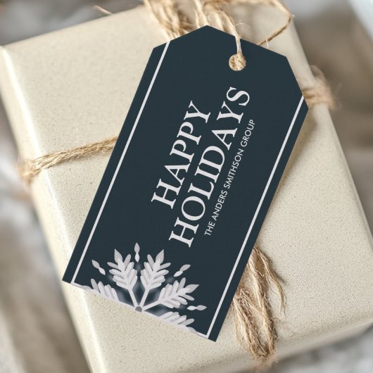 Modern Prettige feestdagen Snowflake Business Blue Cadeaulabel