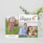 Modern Prettige feestdagen twee foto-witte feestka Feestdagenkaart (Staand voorkant)