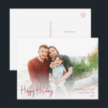 Modern Prettige feestdagen | Volledige foto rood<br><div class="desc">Deze moderne Prettige feestdagen | Het rode briefkaart met volledige fotovakantie is perfect voor uw minimalistische shabby chic boho red and white vakantion groet. De minimale witte handgeschreven kalligrafie is delicaat en robuust, terwijl het klasje en elegant blijft. U zult vinden dat alles over dit product editable is, zodat voel...</div>