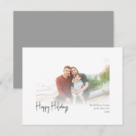 Modern Prettige feestdagen | Zilverfadfoto Feestdagenkaart (Voorkant / Achterkant)