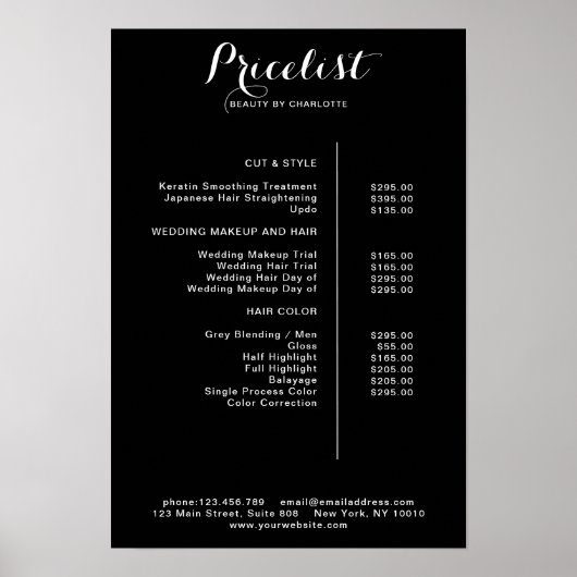 Modern,  price list Poster (Voorkant)