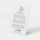 Modern Price List Tabletop Sign Reclamebord Met Voetstuk (Voorkant)