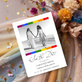 Modern Pride Rainbow Flag Lesbian Gay Wedding  Save The Date