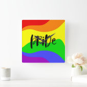 Modern Pride Rainbow Vierkante Klok (Huis)