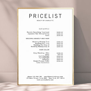 Modern, prijslijst Poster