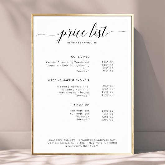 Modern, prijslijst Poster