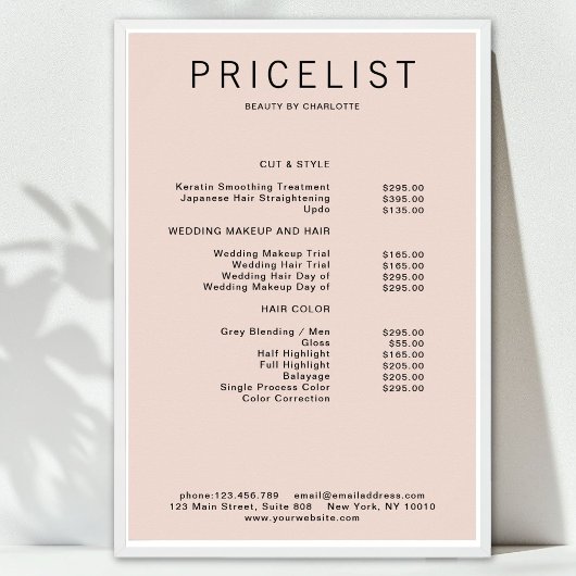 Modern, prijslijst Poster