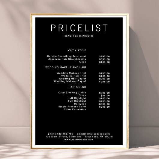 Modern, prijslijst Poster