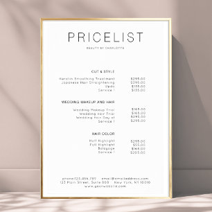 Modern, prijslijst Poster