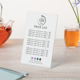 Modern Prijslijst Tafel Sign Reclamebord Met Voetstuk