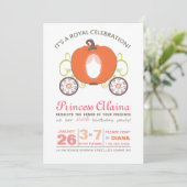 Modern Princess Pumpkin Carriage Invitation Kaart (Staand voorkant)