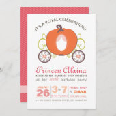 Modern Princess Pumpkin Carriage Invitation Kaart (Voorkant / Achterkant)