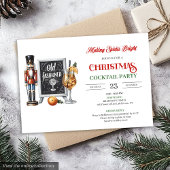 Modern printable Christmas cocktails party invite Kaart