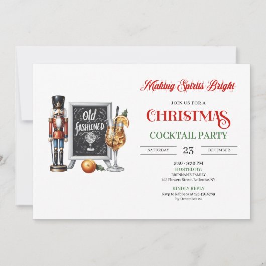 Modern printable Christmas cocktails party invite Kaart (Voorkant)