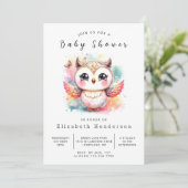 Modern Printable Owl Baby shower Kaart (Staand voorkant)