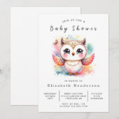 Modern Printable Owl Baby shower Kaart (Voorkant / Achterkant)