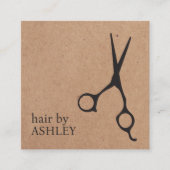 Modern Printed Kraft Black Scissors Hair Stylist Vierkante Visitekaartje (Voorkant)