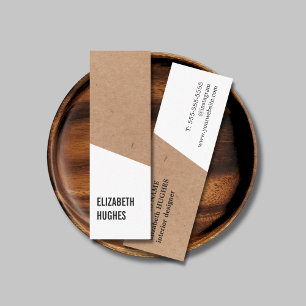 Modern Printed Kraft Paper White Geometric Mini Visitekaartje