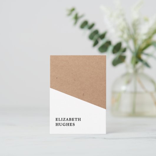 Modern Printed Kraft Paper White Geometric Visitekaartje (Staand voorkant)
