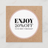 Modern Printed Kraft White Circle Salon Kortingskaartje (Voorkant)