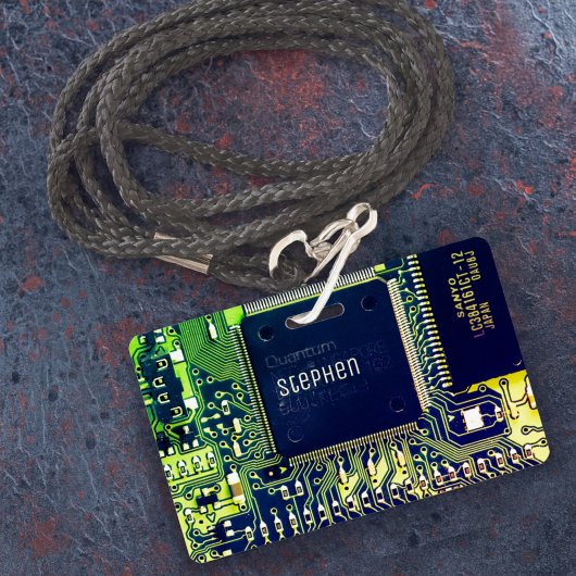 Modern printplaatontwerp Voeg naam toe Geeky Badge