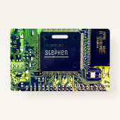 Modern printplaatontwerp Voeg naam toe Geeky Badge (Voorkant)