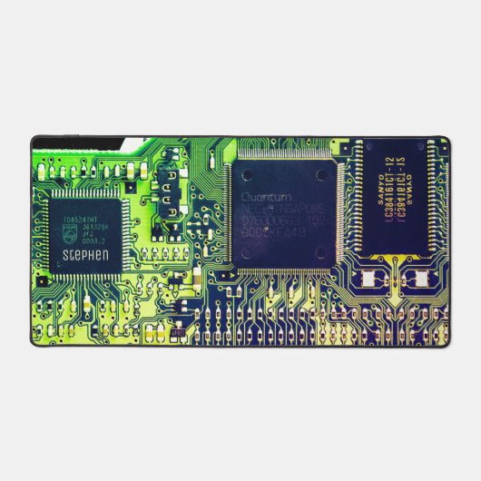 Modern printplaatontwerp Voeg naam toe Geeky Bureaumat (Voorkant)