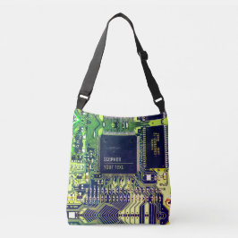 Modern printplaatontwerp Voeg naam toe Geeky Crossbody Tas