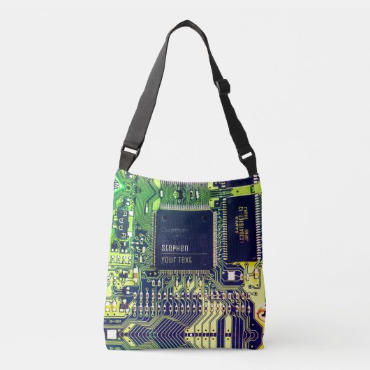 Modern printplaatontwerp Voeg naam toe Geeky Crossbody Tas (Voorkant)