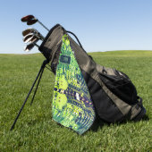 Modern printplaatontwerp Voeg naam toe Geeky Golfhanddoek (Groen)