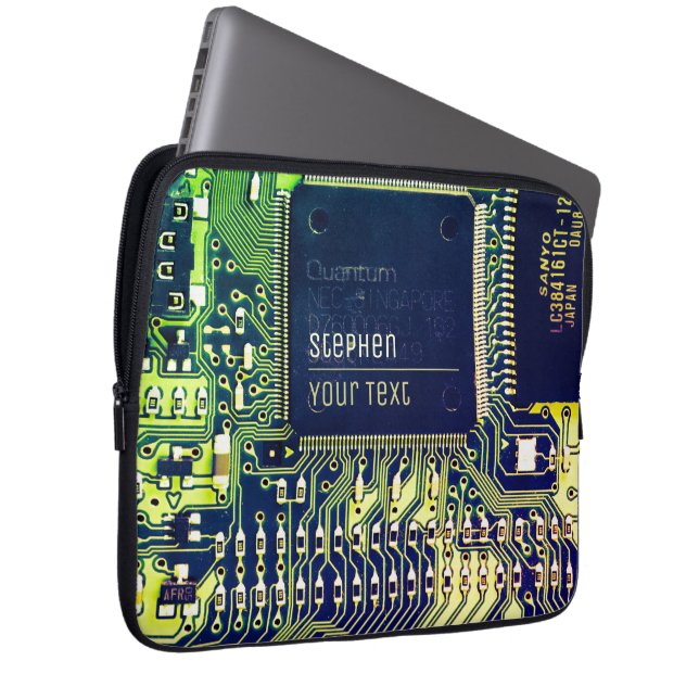 Modern printplaatontwerp Voeg naam toe Geeky Laptop Sleeve (Voorkant Rechts)