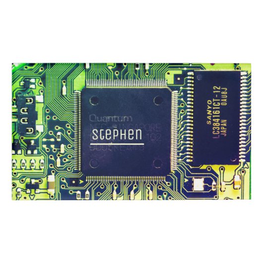 Modern printplaatontwerp Voeg naam toe Geeky Naambadge (Voorkant)