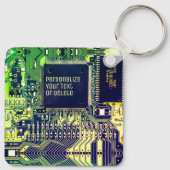 Modern printplaatontwerp Voeg naam toe Geeky Sleutelhanger (Achterkant)